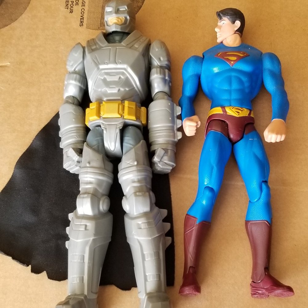 Armoured Batman and Superman action figures - 12"